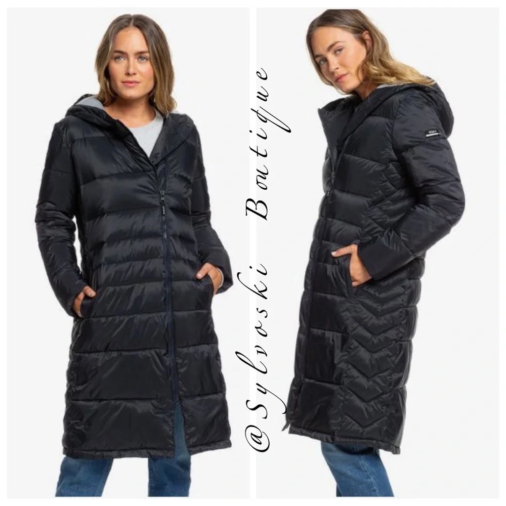 🔥 ROXY Everglade - Longline Hooded Waterproof Puffer Jacket NWT - Picture 6 of 15